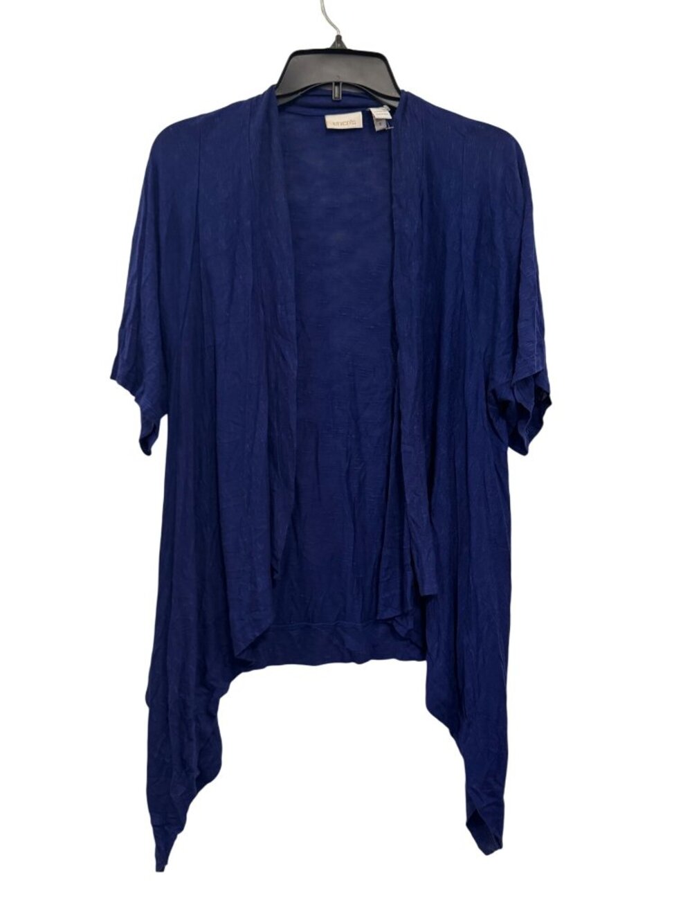 Chicos Blue Open Front Cardigan Shrug Size 2 Lightweight 100% Rayon